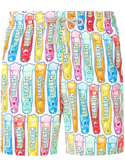 Shop Mc2 Saint Barth Popsicle Logo Print Swim Shorts