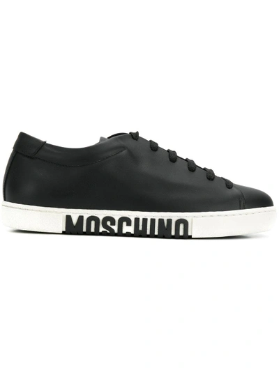 Shop Moschino Logo Sole Sneakers In Black