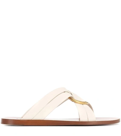 Shop Chloé Rony Leather Slides In White