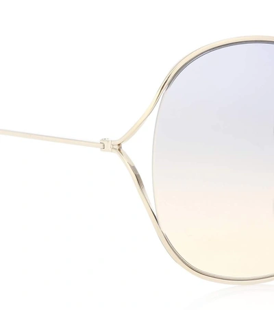 Shop Gucci Oversized Round Sunglasses In Gold