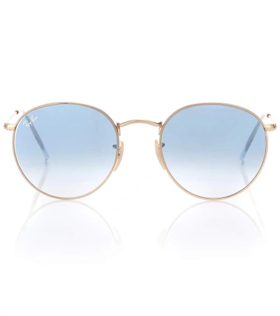 Shop Ray Ban Rb3447n Round Sunglasses In Gold