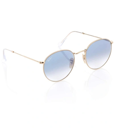 Shop Ray Ban Rb3447n Round Sunglasses In Gold