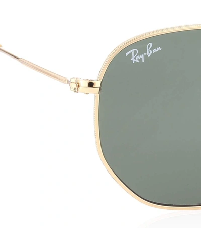 Shop Ray Ban Rb3548n Hexagonal Flat Sunglasses In Green
