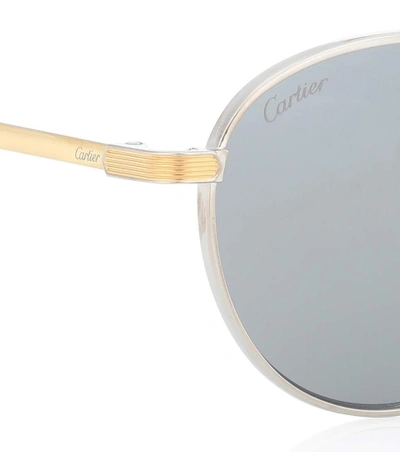 Shop Cartier C De  Round Sunglasses In Silver