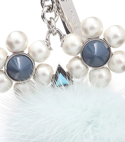 Shop Fendi Chick Mink Fur Bag Charm In Blue