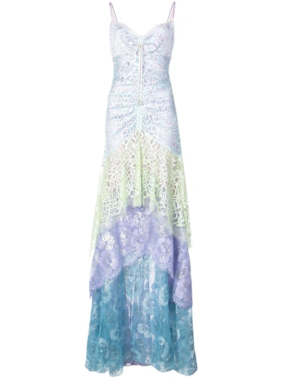 Shop Peter Pilotto Tiered Floral Lace Gown
