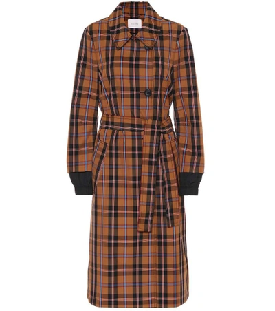 Shop Dorothee Schumacher Checked Trench Coat In Multicoloured