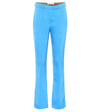 Shop Etro Satin Pants In Blue