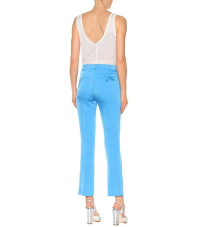 Shop Etro Satin Pants In Blue