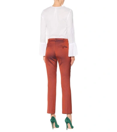Shop Etro Jacquard Pants In Orange