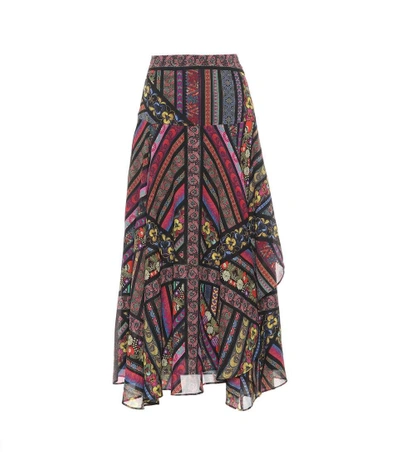 Shop Etro Printed Silk Crêpe Skirt In Multicoloured