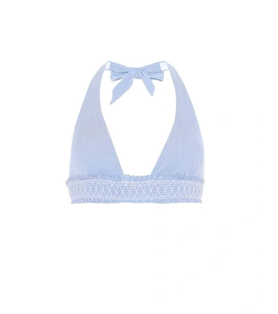 Shop Heidi Klein Cassis Smocked Bikini Top In Blue