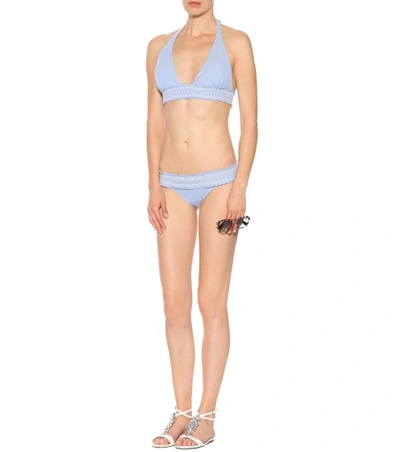 Shop Heidi Klein Cassis Smocked Bikini Top In Blue