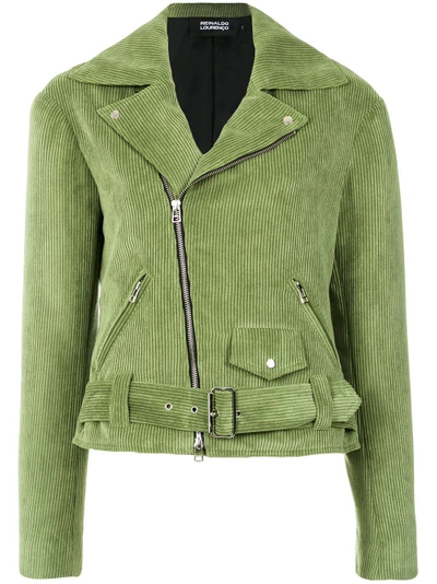 Shop Reinaldo Lourenço Corduroy Biker Jacket - Green