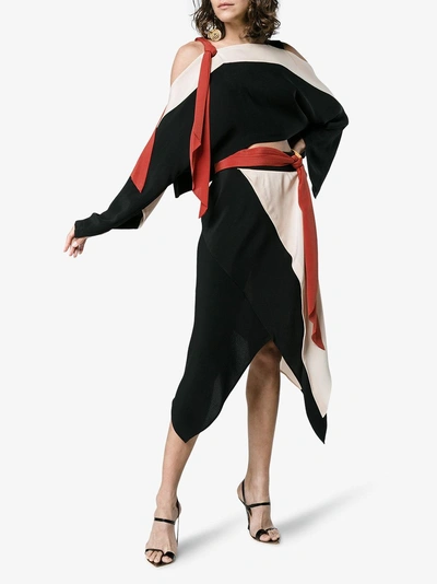 Shop Kitx Draped Knotted Asymmetric Silk Skirt In Multicolour