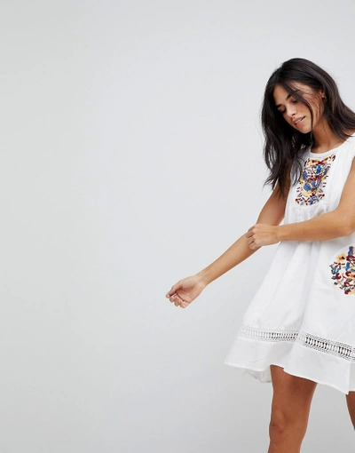 Shop Hazel Embroidery Sleeveless Summer Dress - White