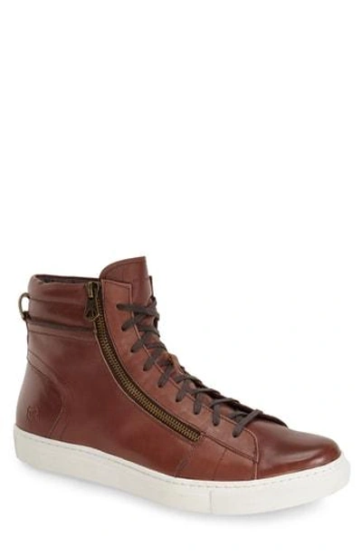 Shop Andrew Marc Remsen Sneaker In Brown/ White Leather