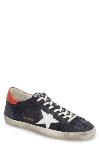 Shop Golden Goose 'superstar' Sneaker In Blue Suede/ Orange/ White
