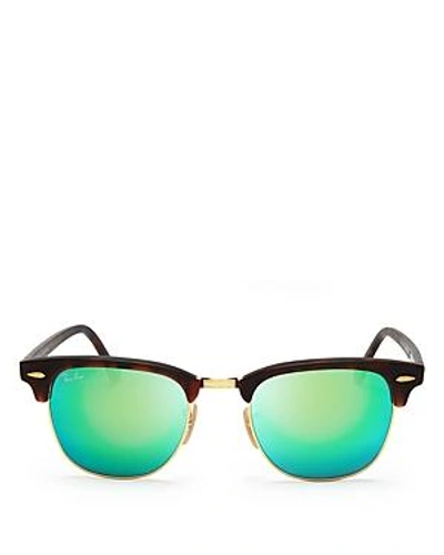 Shop Ray Ban Ray-ban Mirrored Clubmaster Sunglasses, 51mm In Green Mirror