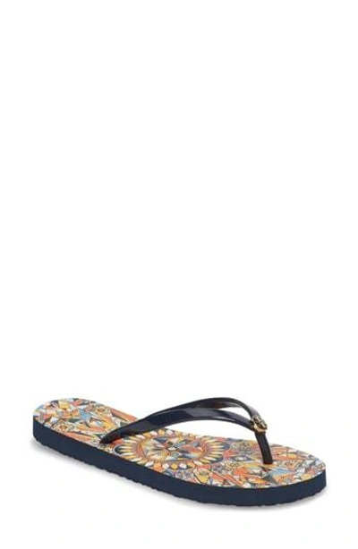 Shop Tory Burch Thin Flip Flop In Tory Navy/ Psychedelic Geo