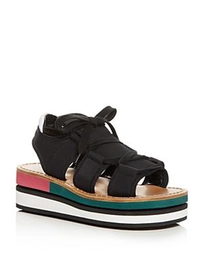 Shop Marni Color-block Platform Wedge Sandals In Black