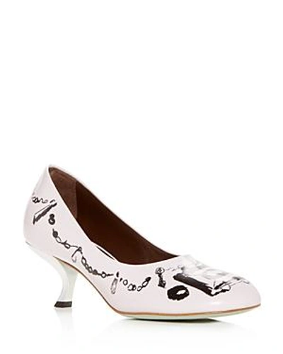 Shop Marni Women's Leather Kitten Heel Pumps In White
