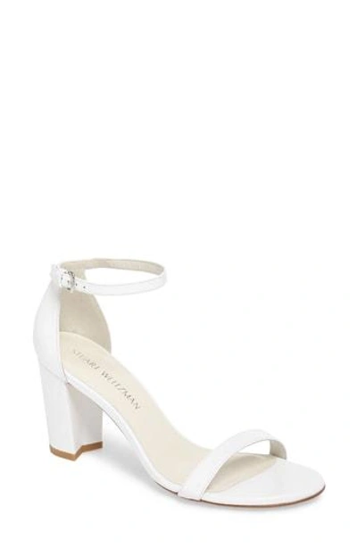 Shop Stuart Weitzman Nearlynude Ankle Strap Sandal In White Nappa