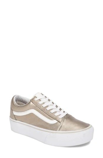 Shop Vans Old Skool Platform Sneaker In Gray Gold/ True White