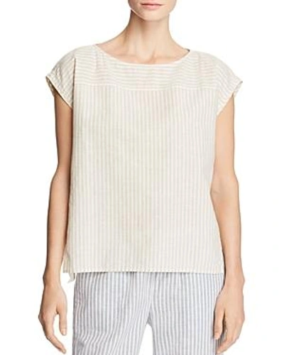 Shop Eileen Fisher Striped Cap-sleeve Top In Natural