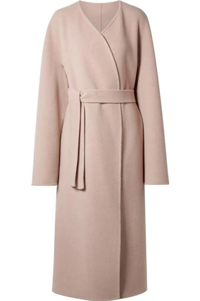 Shop The Row Cofra Belted Cashmere And Wool-blend Coat In Blush