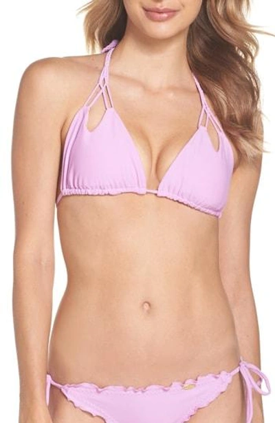 Shop Luli Fama Reversible Triangle Bikini Top In Lavanda