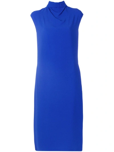 Shop Joseph High Neck Dress In Blue