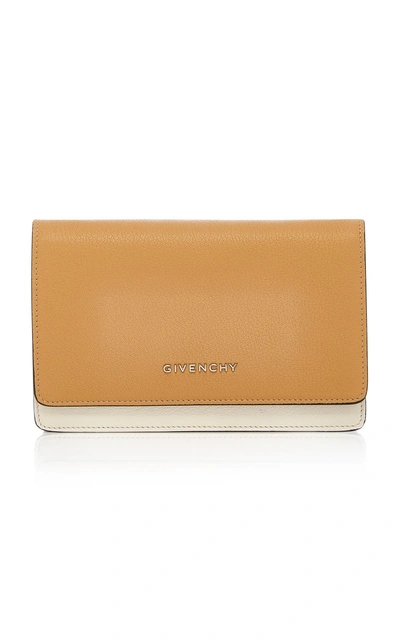 Shop Givenchy Pandora Chain Leather Wallet In Neutral