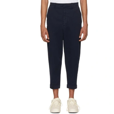 Shop Ami Alexandre Mattiussi Navy Oversized Carrot Trousers In 410 Navy