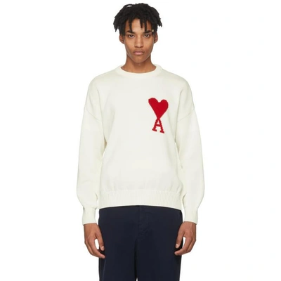 Shop Ami Alexandre Mattiussi Off-white Oversized Sweater In 150 Off Wht