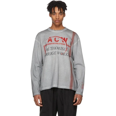 Shop A-cold-wall* Grey And Red Long Sleeve Authorised Carrige Worker T-shirt In Slate