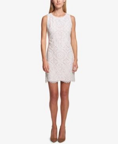 Shop Tommy Hilfiger Lace Sheath Dress In White