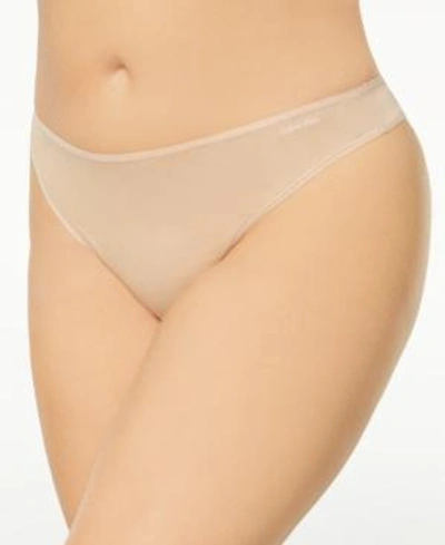 Shop Calvin Klein Plus Size Form Stretch Thong Qd3709, First At Macy's In Bare