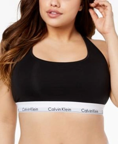 Shop Calvin Klein Plus Size Modern Cotton Unlined Bralette Qf5116 In Black