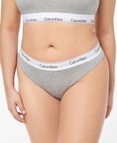 Shop Calvin Klein Plus Size Modern Cotton Thong Qf5117, First At Macy's In Gray