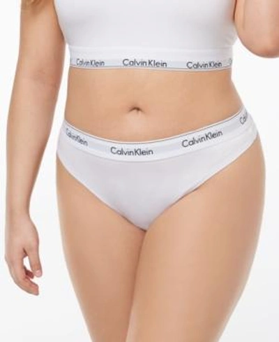 Shop Calvin Klein Plus Size Modern Cotton Thong Qf5117, First At Macy's In White