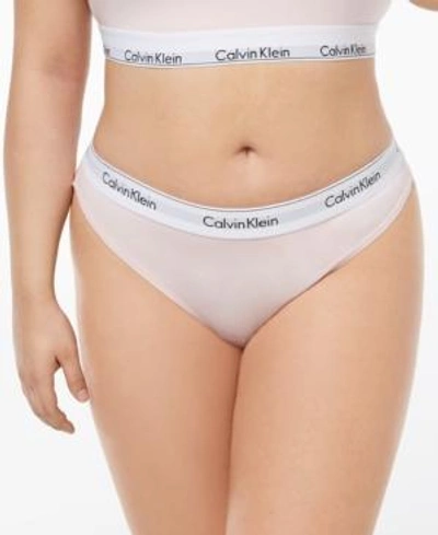 Shop Calvin Klein Plus Size Modern Cotton Thong Qf5117, First At Macy's In Nymph's Thigh