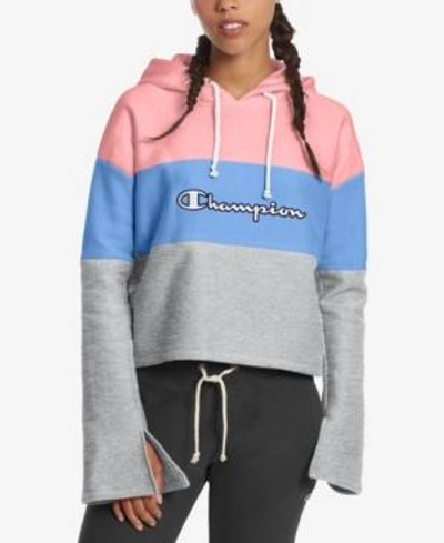 Pink blue and grey hotsell champion hoodie