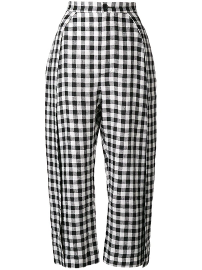 Shop Henrik Vibskov Checkered Cropped Trousers