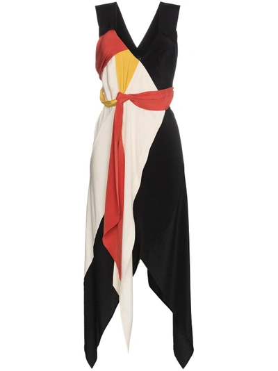 Shop Kitx Black And Red Diversity Spiral Draped Silk Dress - Multicolour