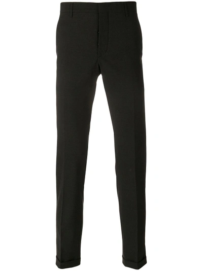 Prada Tailored Ebony Trousers With Subtle Pleats