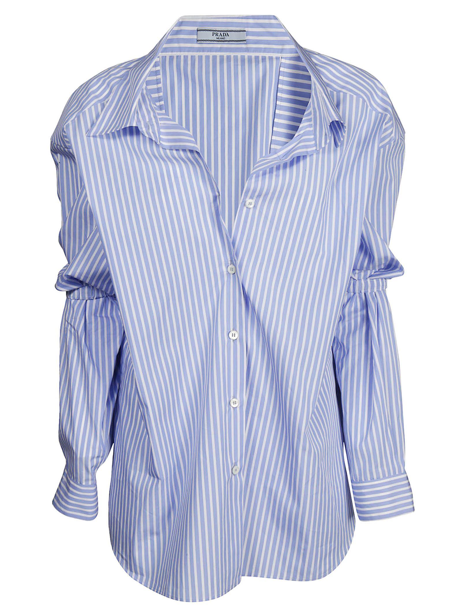 Prada Pinstriped Oversized Shirt In Blue | ModeSens
