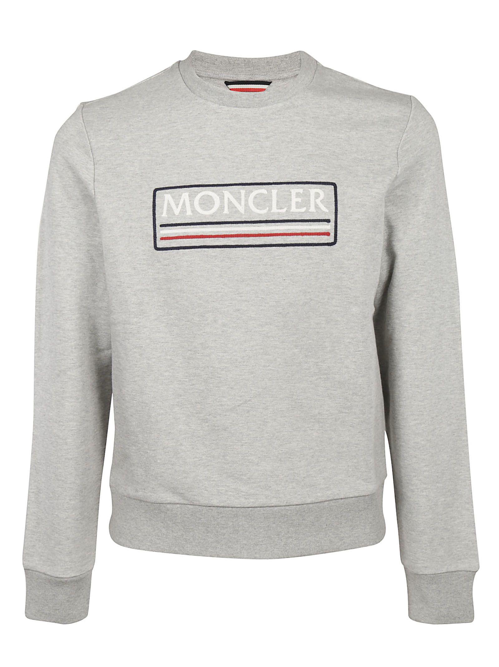 Moncler Embroidered Mélange Loopback Cotton-jersey Sweatshirt In Grey ...