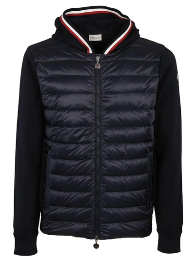 Shop Moncler Padded Front Hoodie In Blue