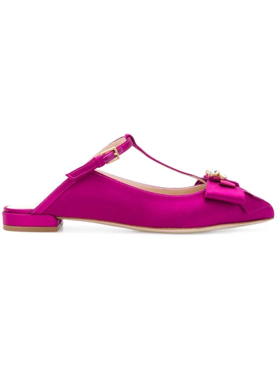 Shop Stuart Weitzman Pointed T-bar Sandals - Pink & Purple